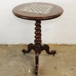 Online Pamono Antique Wooden Chess Table on Wheels, 19th Century