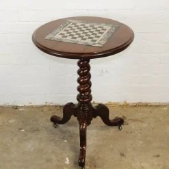 Online Pamono Antique Wooden Chess Table on Wheels, 19th Century