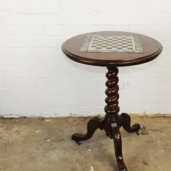 Online Pamono Antique Wooden Chess Table on Wheels, 19th Century