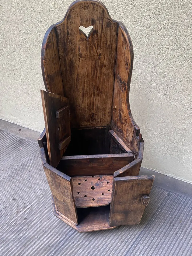 New Pamono Antique Wooden High Chair, 1890s