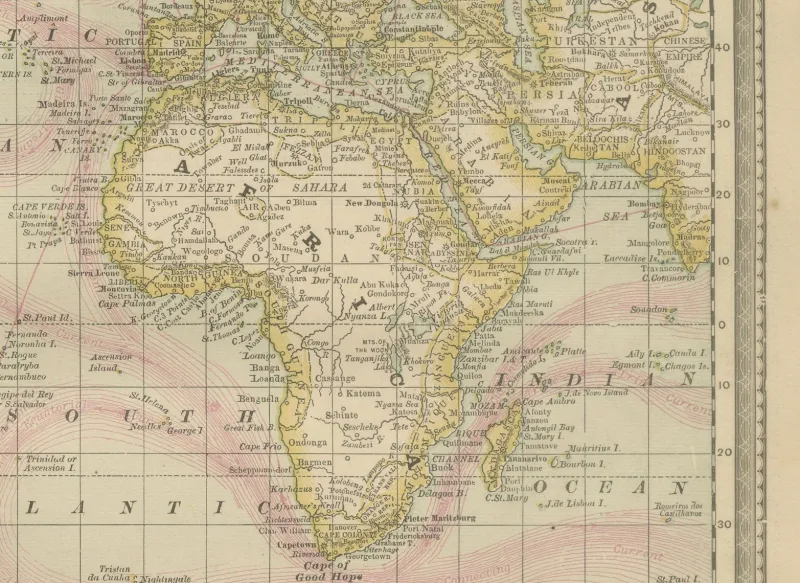 Sale Pamono Antique World Map by Rand McNally, 1888