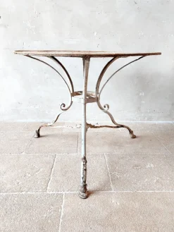 Best Pamono Antique Wrought Iron Garden Table, 1890s