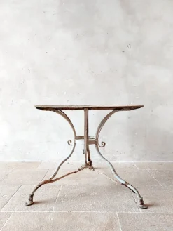 Best Pamono Antique Wrought Iron Garden Table, 1890s