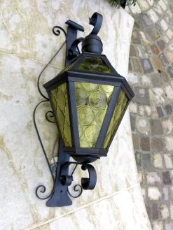 Pamono Antique Wrought Iron Lantern Wall Light><noscript><img width=