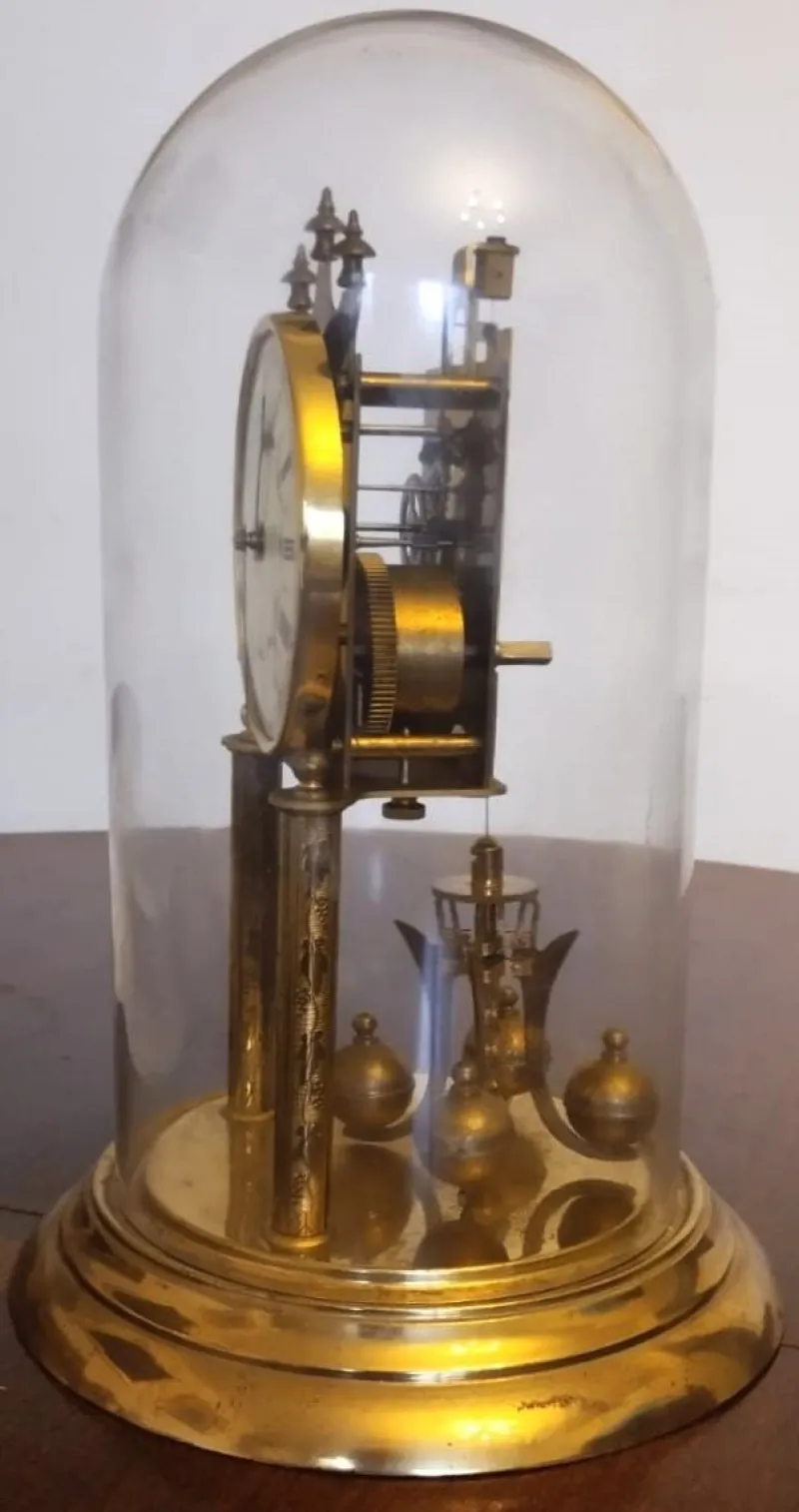 Pamono Antique Yearly Clock with Glass Dome> Clocks