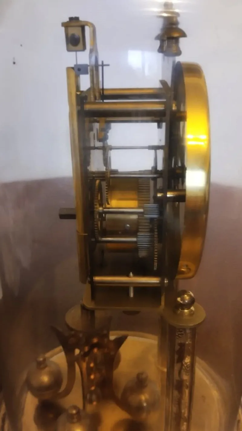 Pamono Antique Yearly Clock with Glass Dome> Clocks