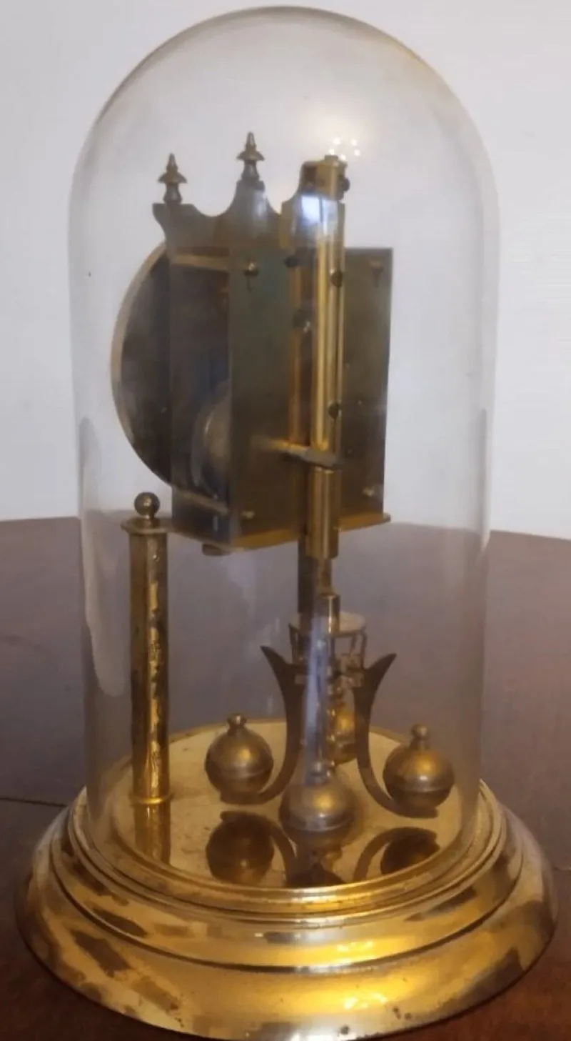 Pamono Antique Yearly Clock with Glass Dome> Clocks