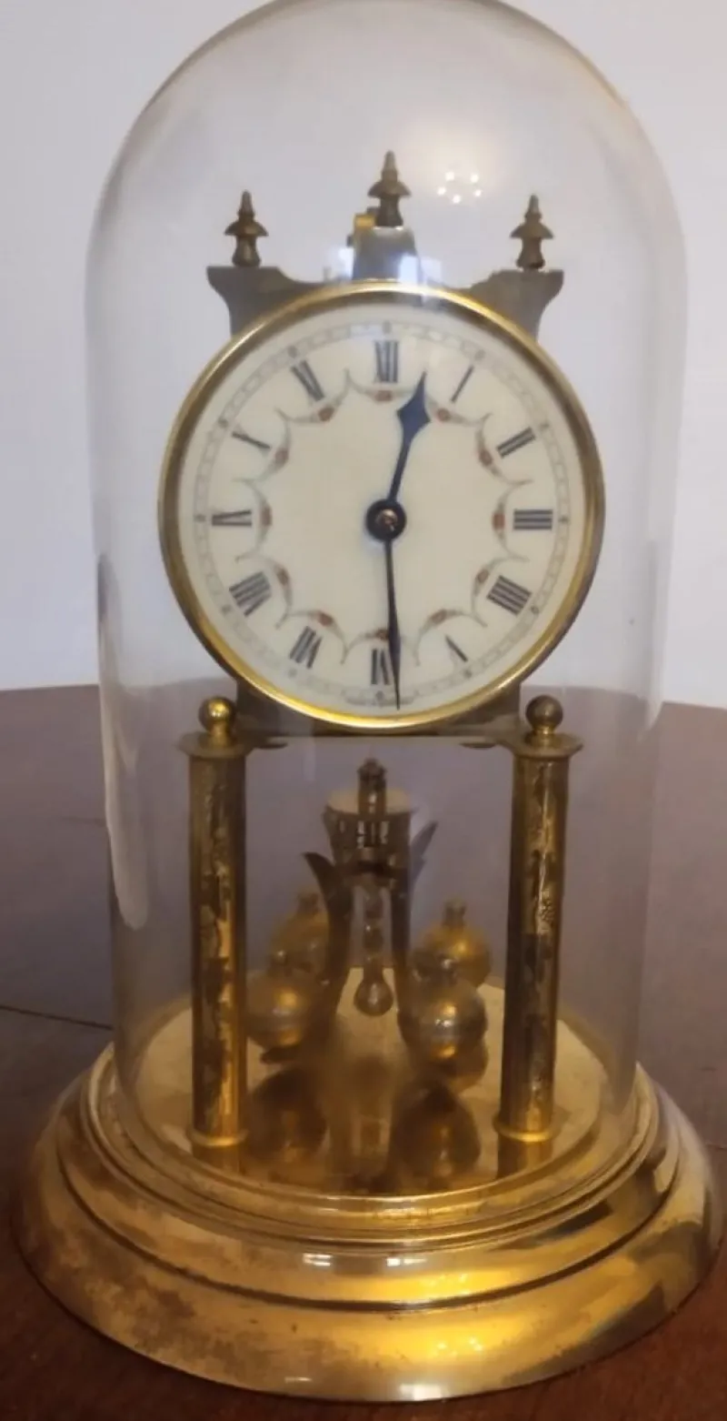 Pamono Antique Yearly Clock with Glass Dome> Clocks