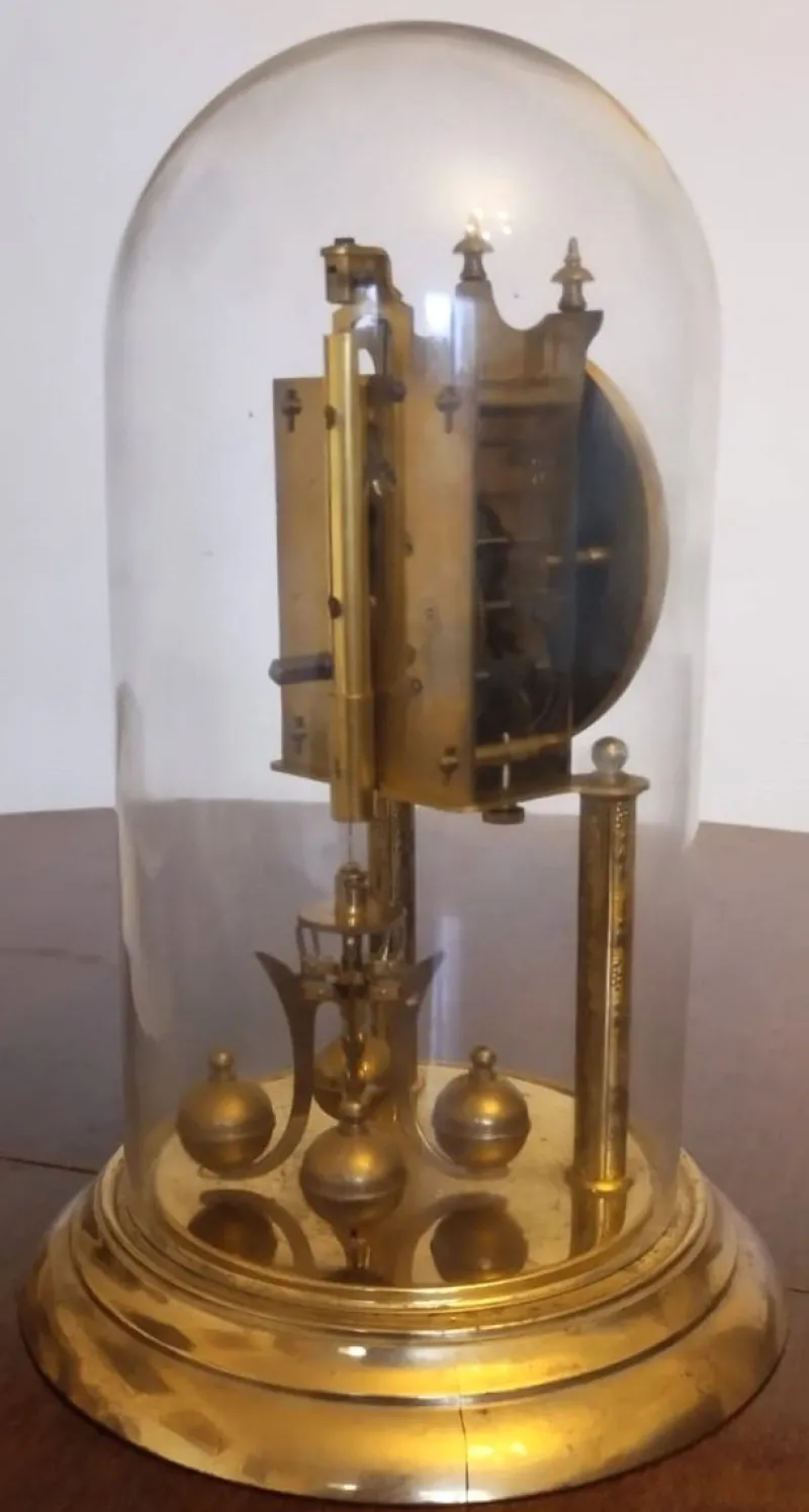 Pamono Antique Yearly Clock with Glass Dome> Clocks