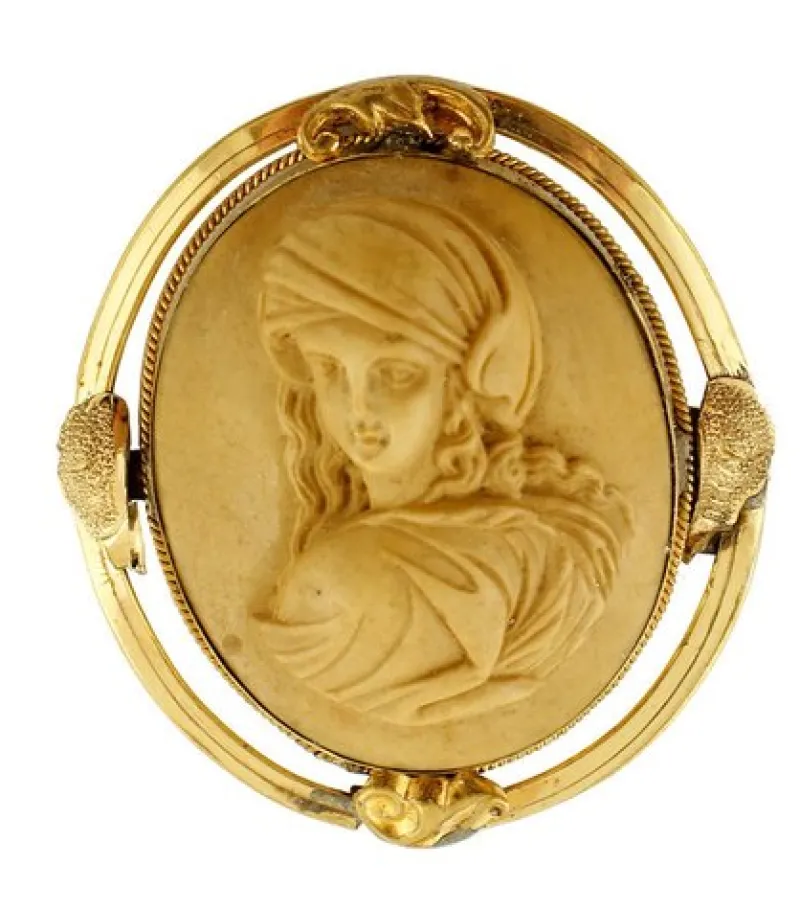 Best Pamono Antique Yellow Gold Cameo Brooch
