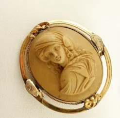 Best Pamono Antique Yellow Gold Cameo Brooch