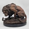 Pamono Antoine Louis Barye, Lion and Serpent, 1800s, Bronze on Marble Base> Classical|Sculpture