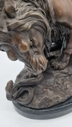 Pamono Antoine Louis Barye, Lion and Serpent, 1800s, Bronze on Marble Base><noscript><img width=
