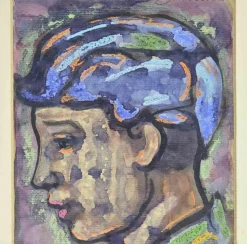 Online Pamono Antonio Santacroce, Portrait of a Boy, Watercolor, 1980s