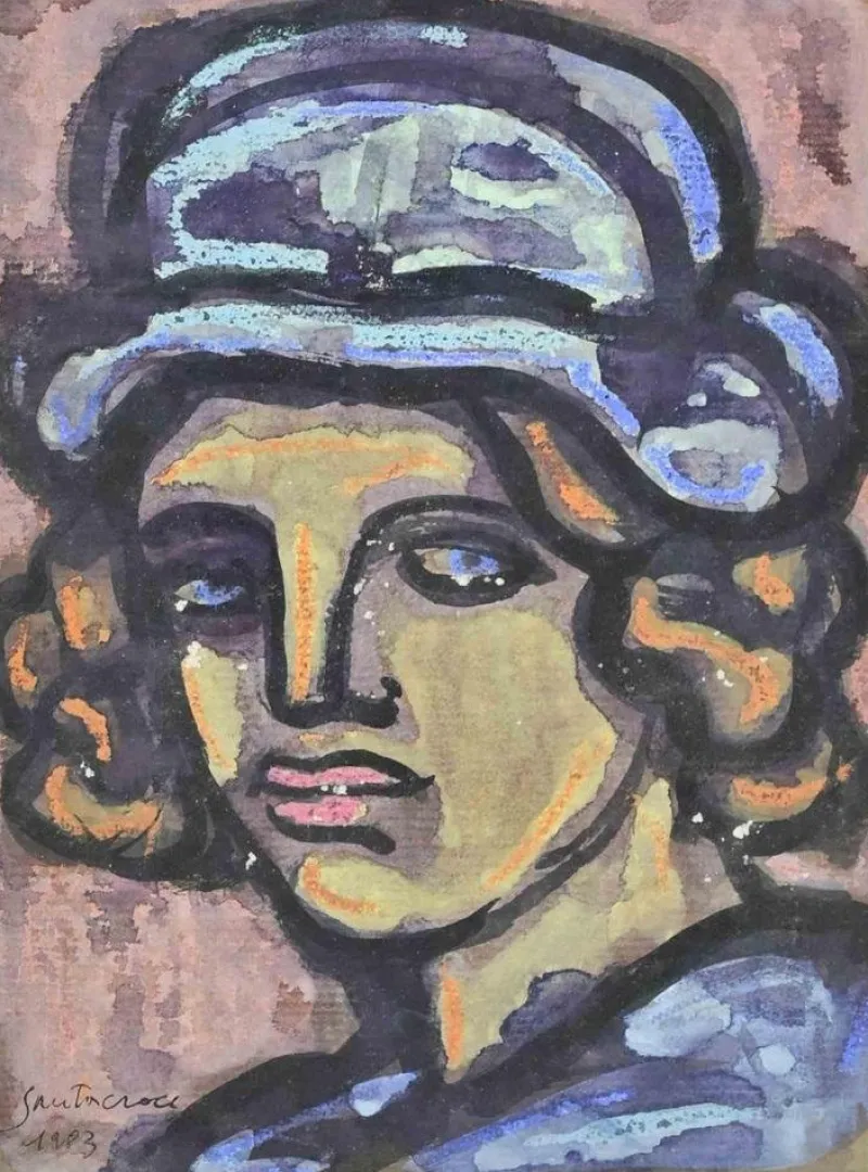 Online Pamono Antonio Santacroce, Portrait, Watercolor, 1983