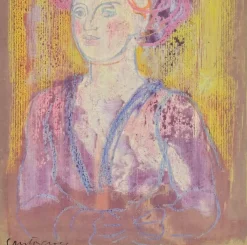 Pamono Antonio Santacroce, Portrait of a Girl, Mixed Media, 1980s><noscript><img width=