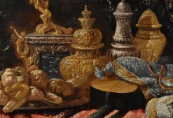 Hot Pamono Antonio Tibaldi, Still Life with Rug, 1660, Oil on Canvas, Framed