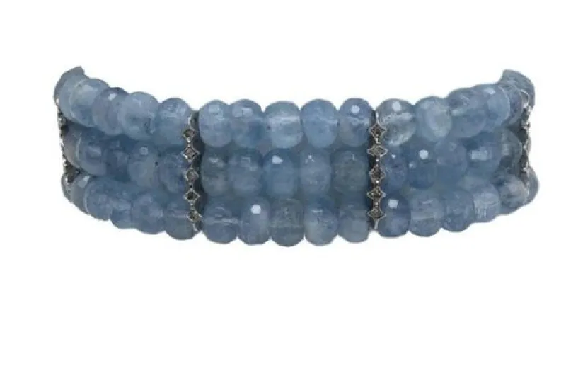 Pamono Aquamarine and Diamond Gold Bracelet> Bracelets