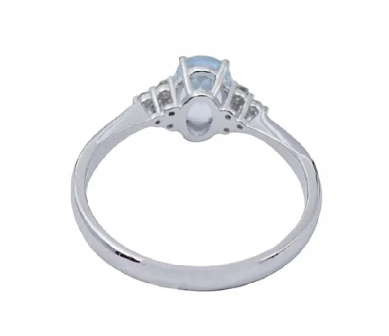 Pamono Aquamarine, Diamonds and 18 Karat White Gold Ring> Rings