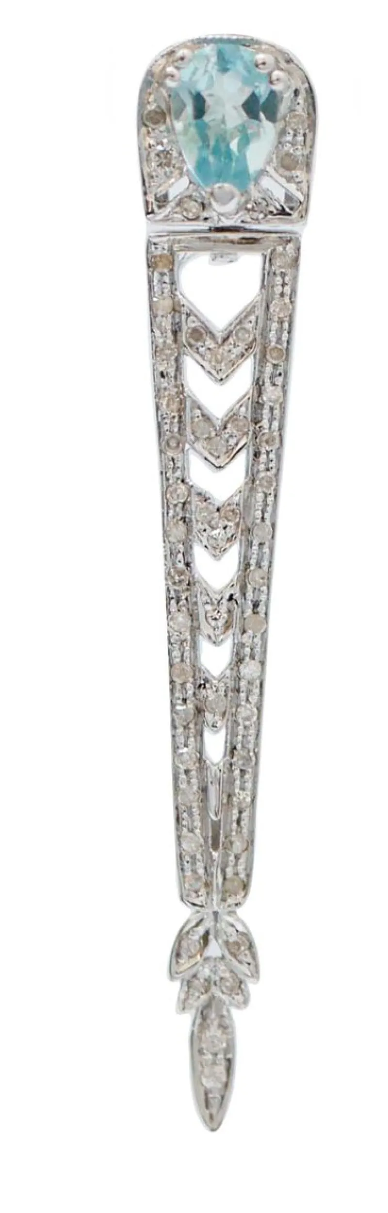 Outlet Pamono Aquamarine Topaz, Diamonds and White Gold Earrings, Set of 2