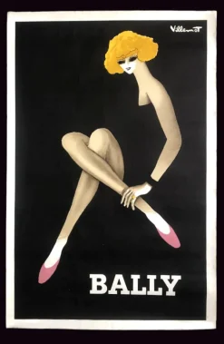 Hot Pamono Arches Paper Poster of Bally Shoes / Blonde Woman by Bernard Villemot, 1982