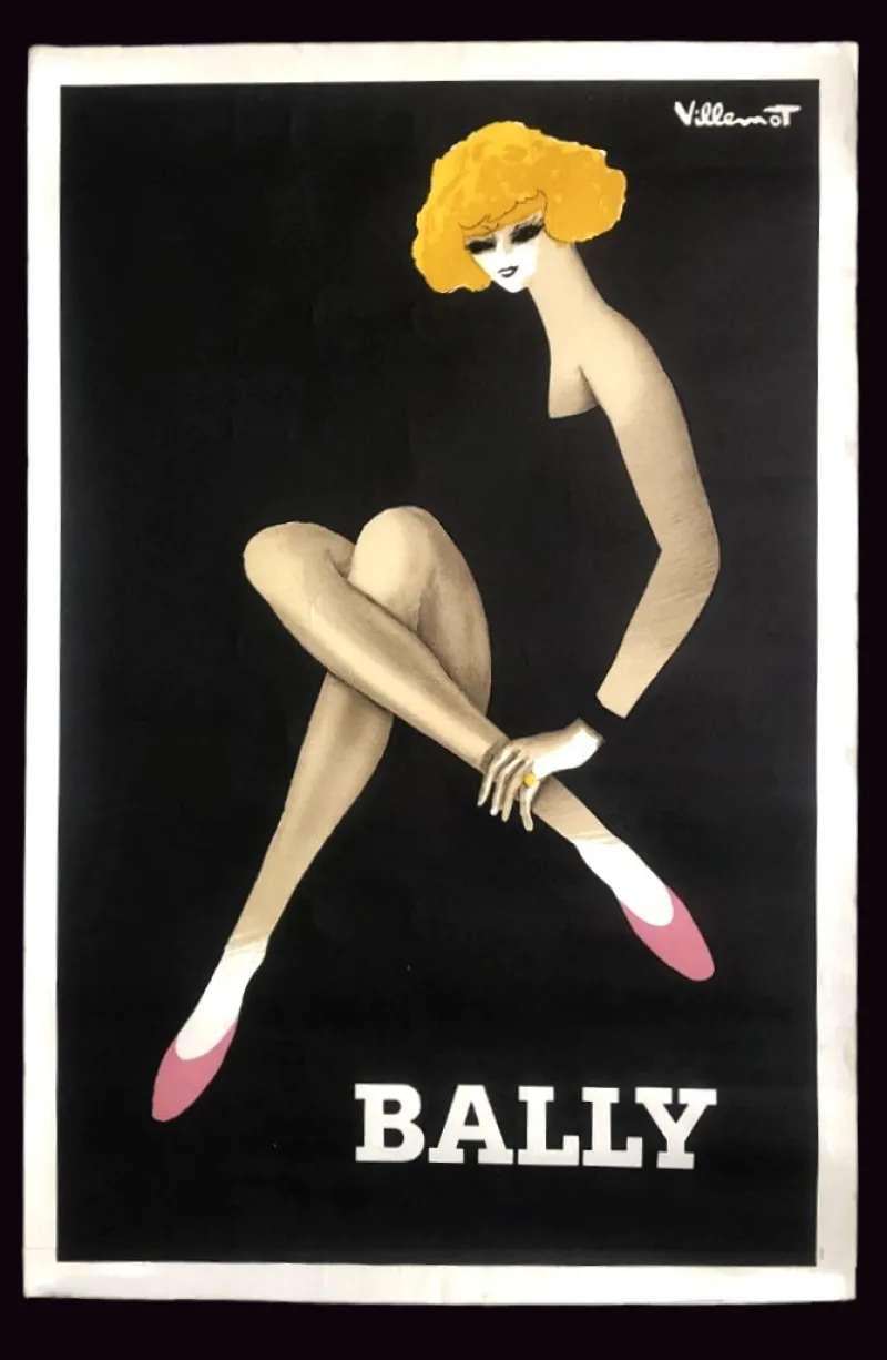 Hot Pamono Arches Paper Poster of Bally Shoes / Blonde Woman by Bernard Villemot, 1982
