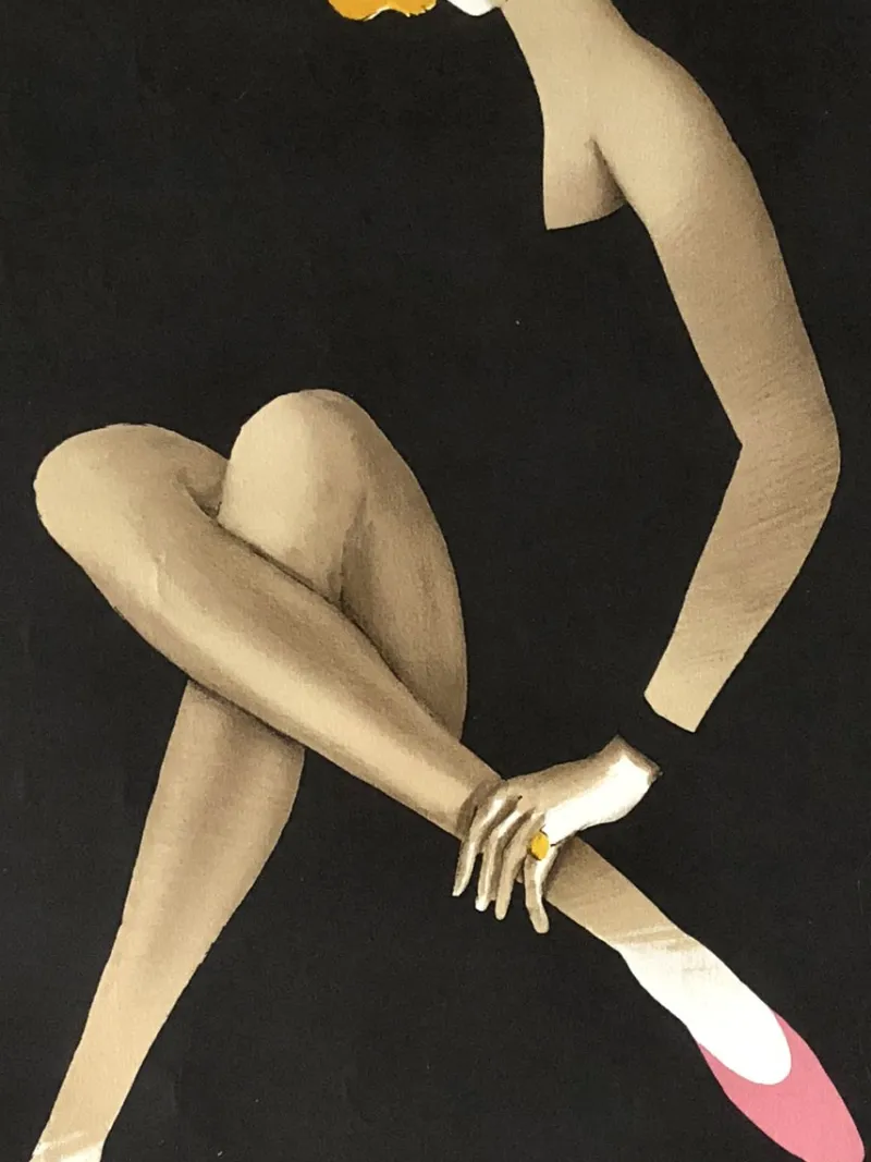 Hot Pamono Arches Paper Poster of Bally Shoes / Blonde Woman by Bernard Villemot, 1982