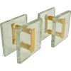 Online Pamono Architectural Clear Glass and Gilt Metal Push Pull Double Door Handles, 1960s, Set of 2