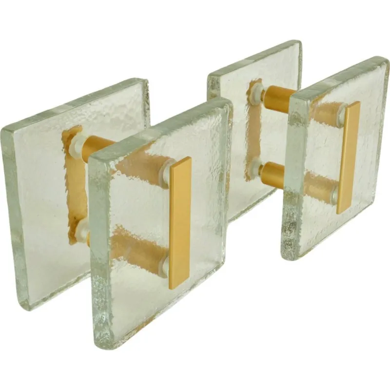 Online Pamono Architectural Clear Glass and Gilt Metal Push Pull Double Door Handles, 1960s, Set of 2