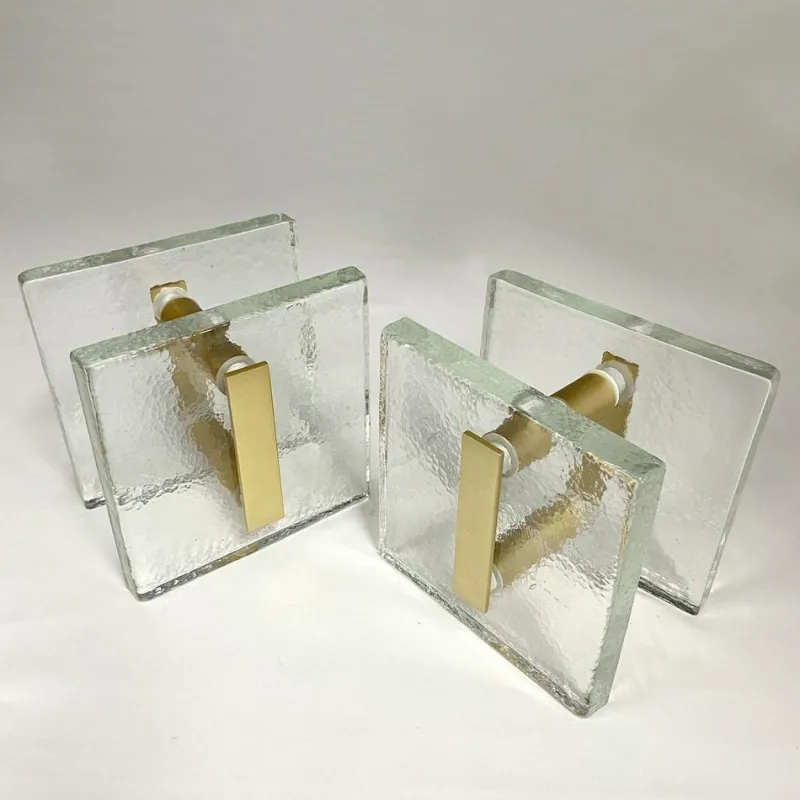 Online Pamono Architectural Clear Glass and Gilt Metal Push Pull Double Door Handles, 1960s, Set of 2