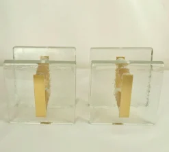 Online Pamono Architectural Clear Glass and Gilt Metal Push Pull Double Door Handles, 1960s, Set of 2