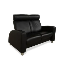 Pamono Arion 2-Seater Sofa and Armchair in Black Leather from Stressless, Set of 2> Living Room Sets