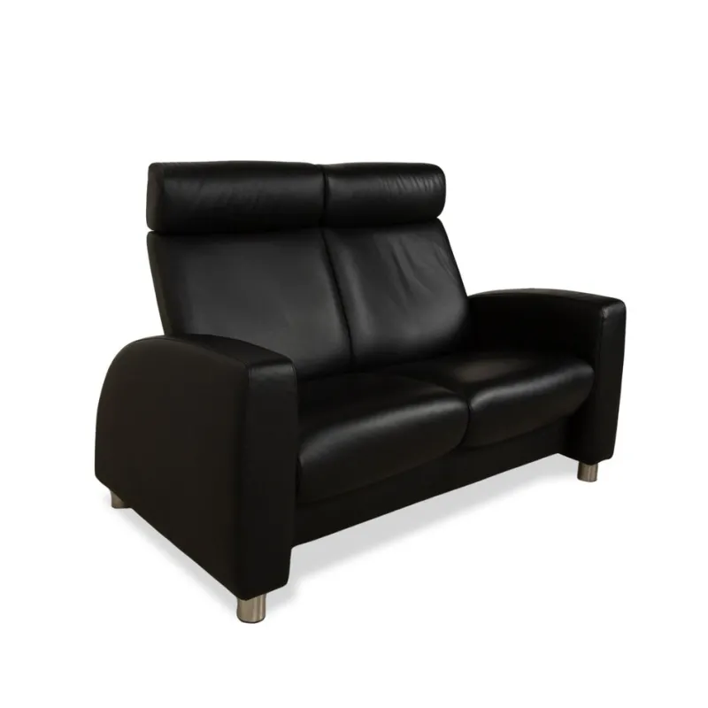 Pamono Arion 2-Seater Sofa and Armchair in Black Leather from Stressless, Set of 2> Living Room Sets