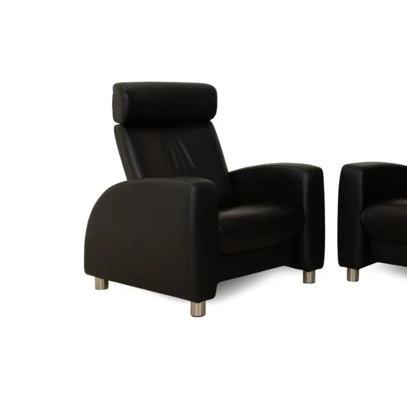 Pamono Arion 2-Seater Sofa and Armchair in Black Leather from Stressless, Set of 2> Living Room Sets