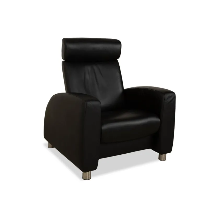 Pamono Arion 2-Seater Sofa and Armchair in Black Leather from Stressless, Set of 2> Living Room Sets