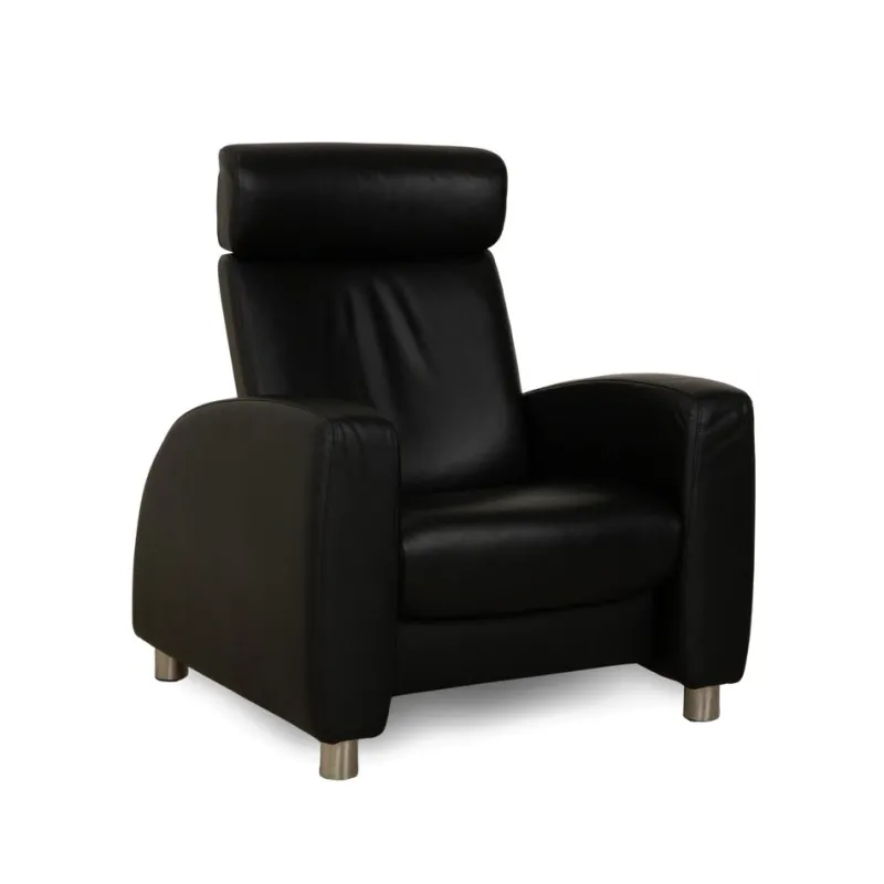 Pamono Arion 2-Seater Sofa and Armchair in Black Leather from Stressless, Set of 2> Living Room Sets