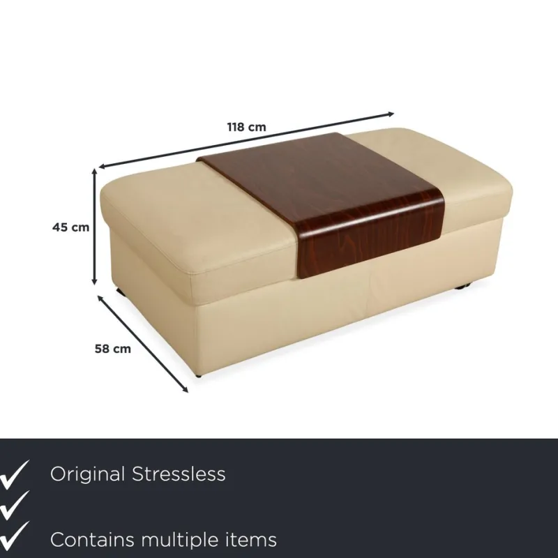 Outlet Pamono Arion 4-Seater Sofa and Ottoman in Cream Leather from Stressless, Set of 2