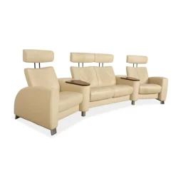 Outlet Pamono Arion 4-Seater Sofa and Ottoman in Cream Leather from Stressless, Set of 2