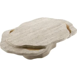 Discount Pamono Arizona Coffee Table in Travertine Stone and Brushed Brass by Insidherland