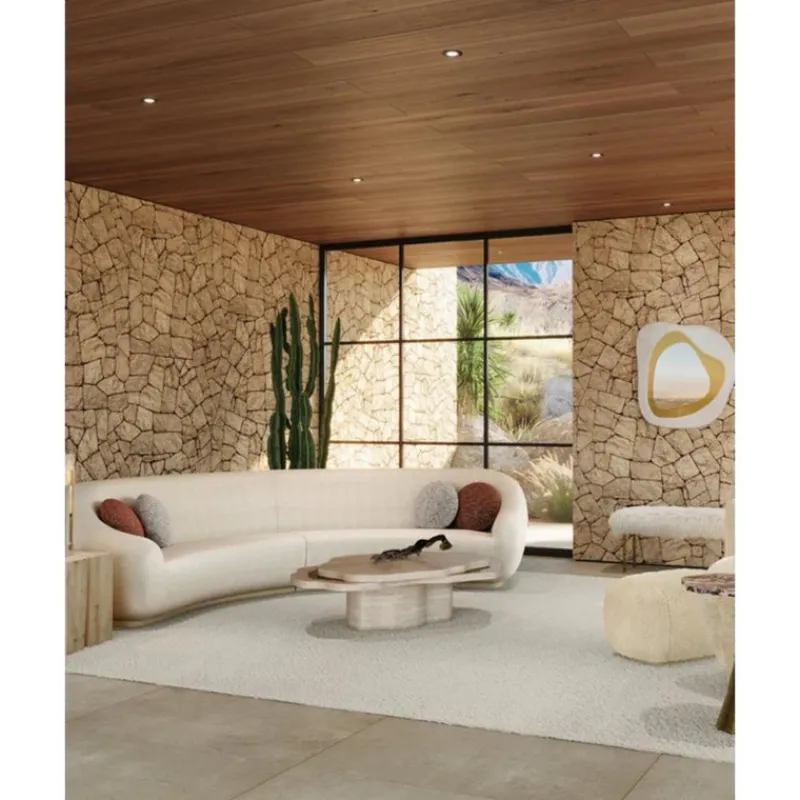 Discount Pamono Arizona Coffee Table in Travertine Stone and Brushed Brass by Insidherland
