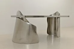 Best Pamono Armand Bureau Table in Inox Stainless Steel by Atelier Ellery