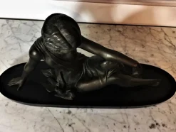 Best Pamono Armand Godard, Art Deco Woman Sitting with Doves, 1930, Marble
