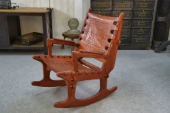 Pamono Armchair in Wood and Red Leather by Angel Pazmino, 1960s><noscript><img width=