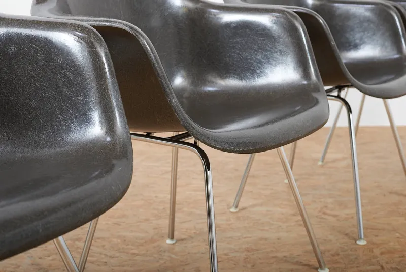 Best Pamono Armchair with Chrome-Plated Tubular Steel H-Base Frame and Dark Brown Fiberglass Shell by Ray and Charles Eames for Vitra, 1948