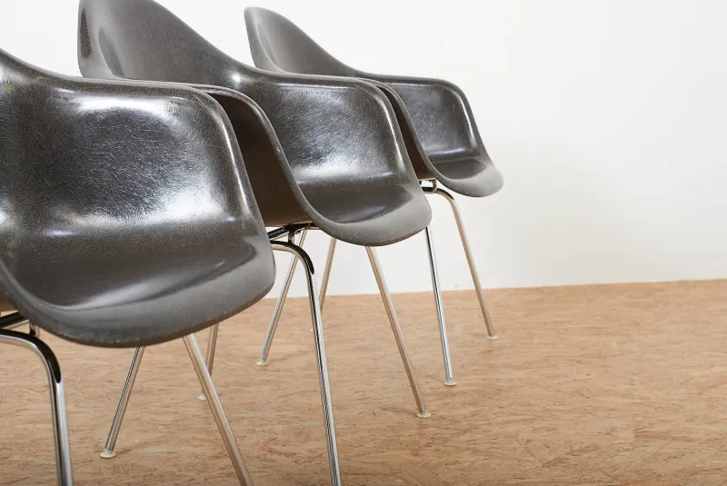 Best Pamono Armchair with Chrome-Plated Tubular Steel H-Base Frame and Dark Brown Fiberglass Shell by Ray and Charles Eames for Vitra, 1948