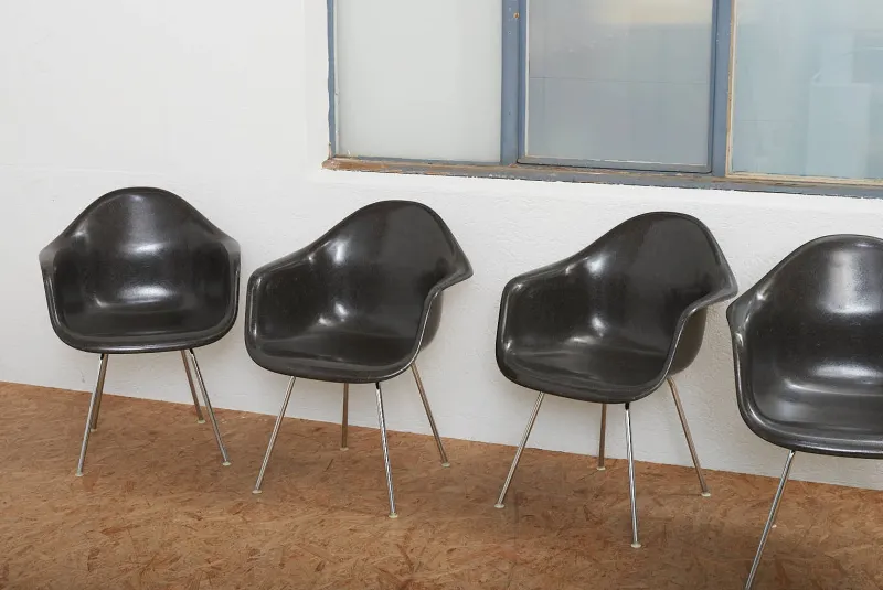 Best Pamono Armchair with Chrome-Plated Tubular Steel H-Base Frame and Dark Brown Fiberglass Shell by Ray and Charles Eames for Vitra, 1948