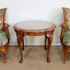Pamono Armchairs and Chippendale Table in Solid Beech, 1950s, Set of 3> Living Room Sets