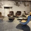 Pamono Armchairs and Ottomans by Michel Cadestin for Airborne, 1970, Set of 8> Living Room Sets