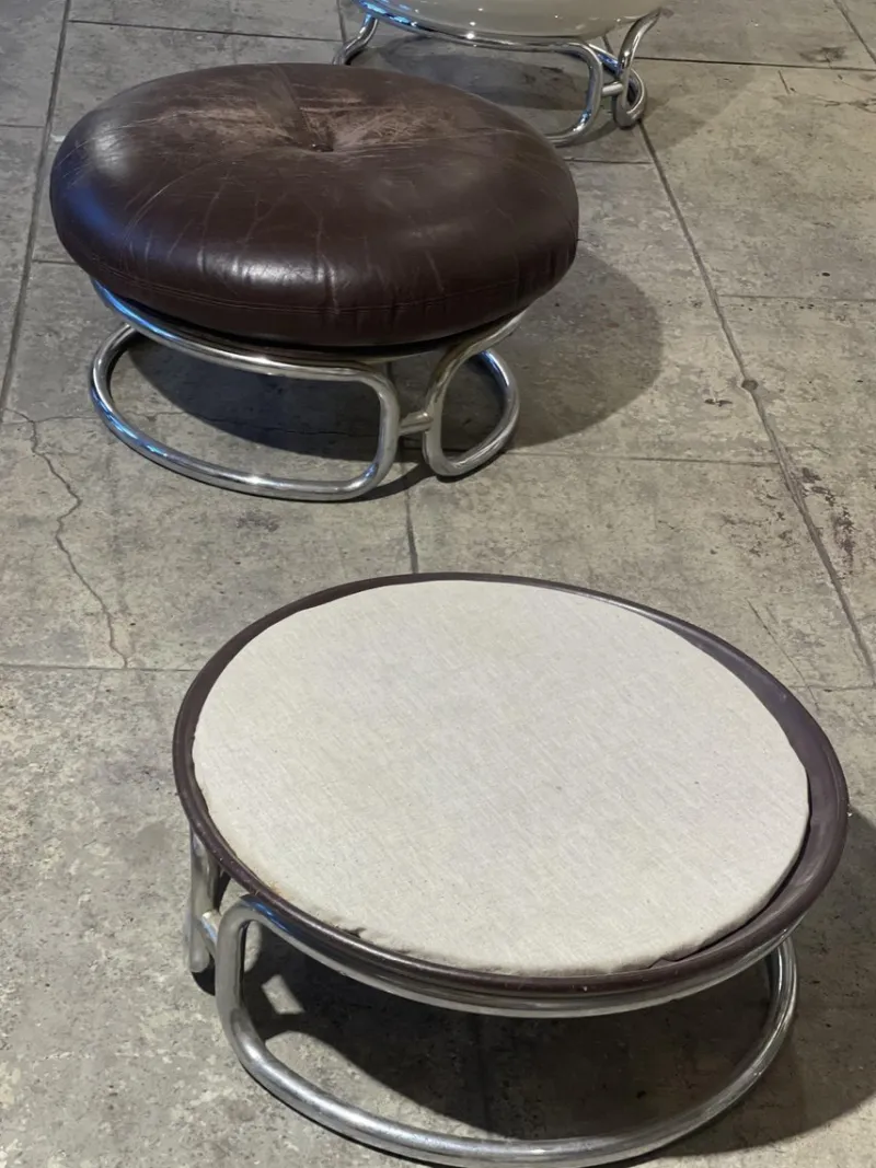 Pamono Armchairs and Ottomans by Michel Cadestin for Airborne, 1970, Set of 8> Living Room Sets