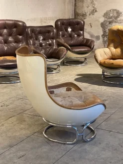 Pamono Armchairs and Ottomans by Michel Cadestin for Airborne, 1970, Set of 8><noscript><img width=